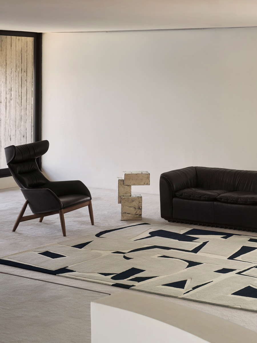 Terroso handknot rug by Greg Natale styled in a modern interior – luxury designer wool rug with earthy tones and textured pattern, perfect for contemporary Australian homes