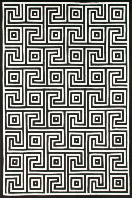 overhead of corfu rug by greg natale classic black white