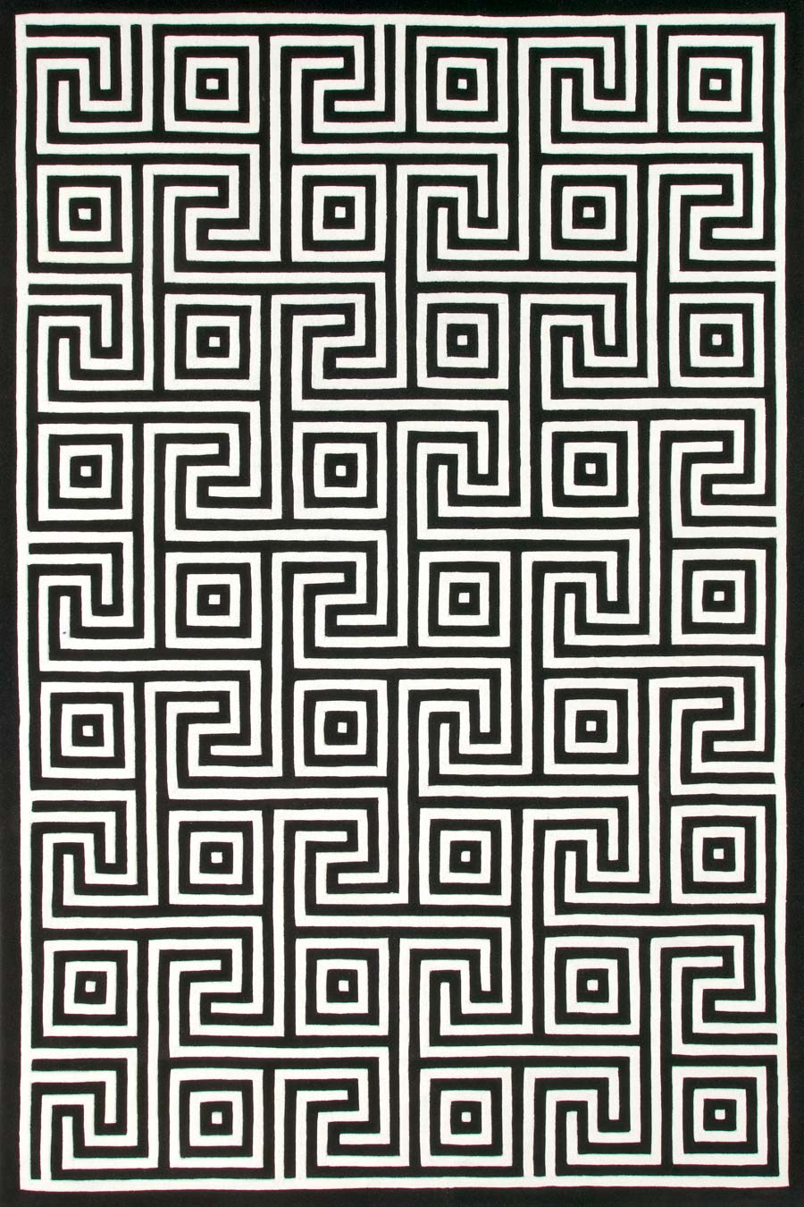 overhead of corfu rug by greg natale classic black white