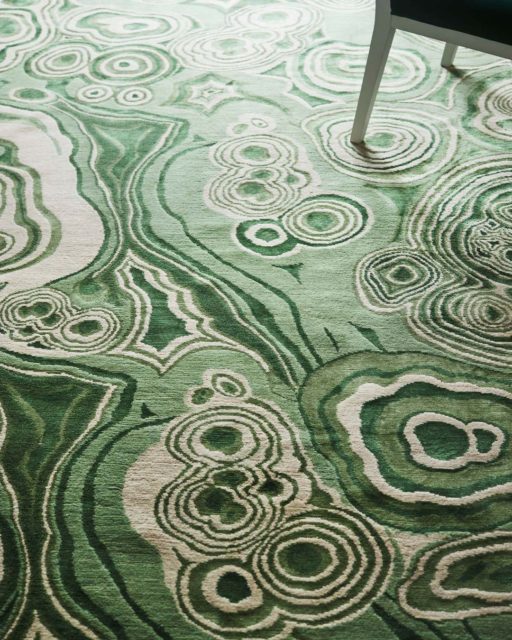 close up of malachite rug by greg natale