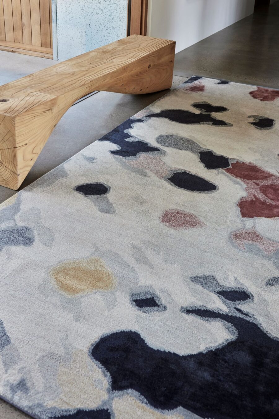 close up image of the petale rug designed by hare& Klein
