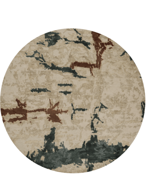 Overhead image of organic echo handknot rug by Hare and Klein