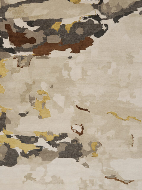 Overhead image of organic favo handknot rug by Hare and Klein