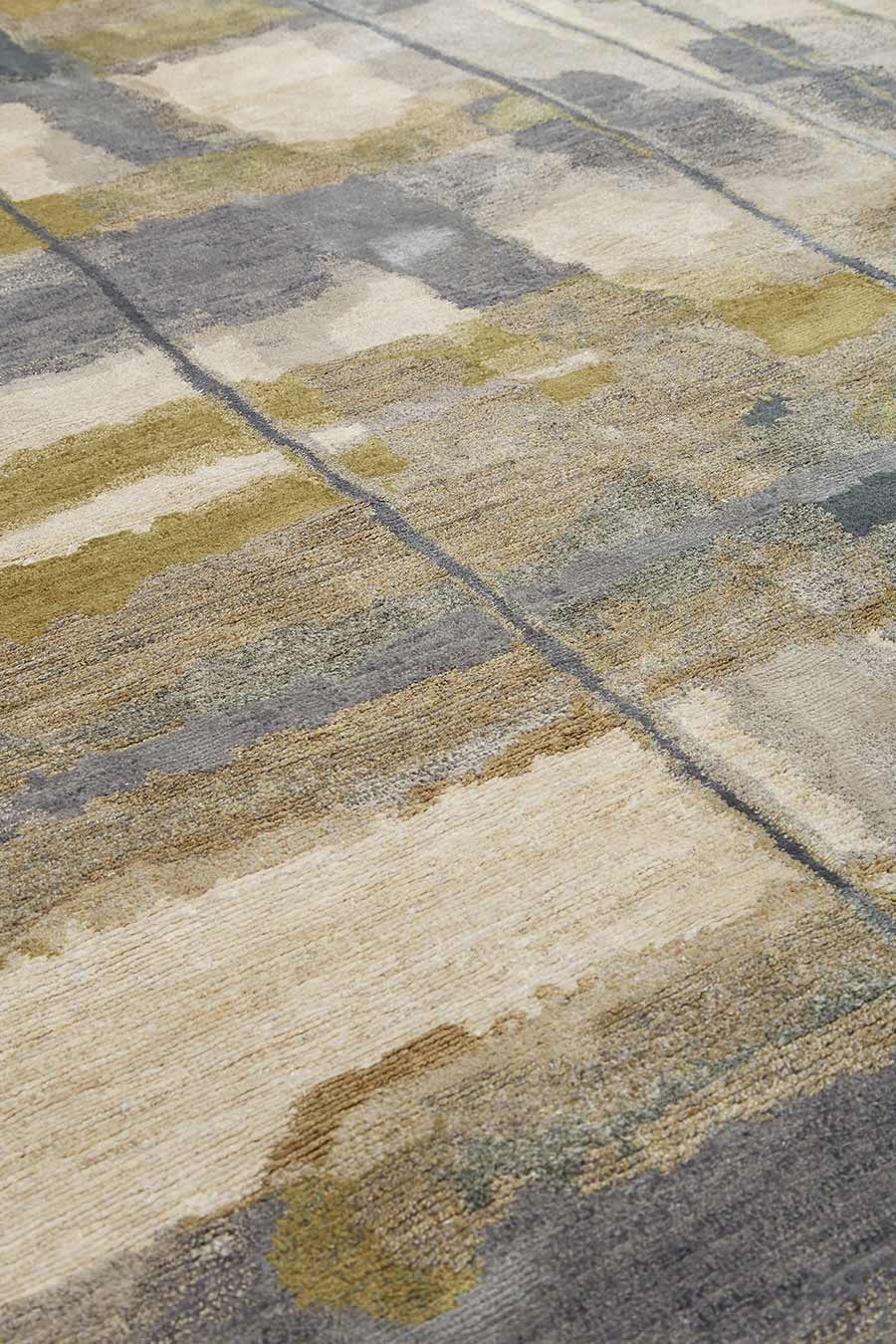 Detailed image of abstract Warp Weft rug by Hare + Klein