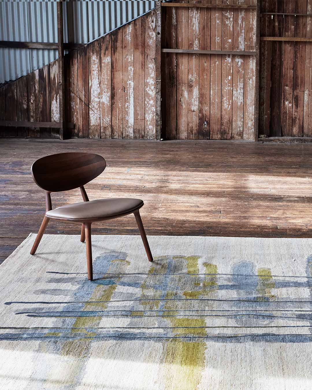 Styled image of abstract Warp Weft rug by Hare + Klein