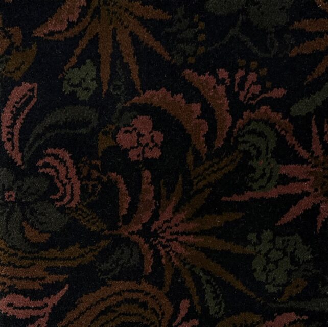 overhead image of the Grappa dark nighr axminister carpet designed by house of heras