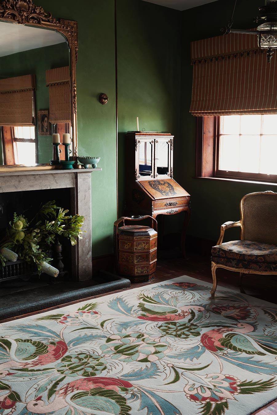 Living room image of art nouveau Bird Of Pine rug by house of heras