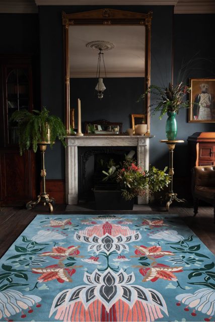 Location image of floral Cinnamon Bloom rug by House Of Heras in blue colour