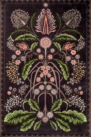 Product image of floral Wattle Delight rug by House Of Heras in brown colour