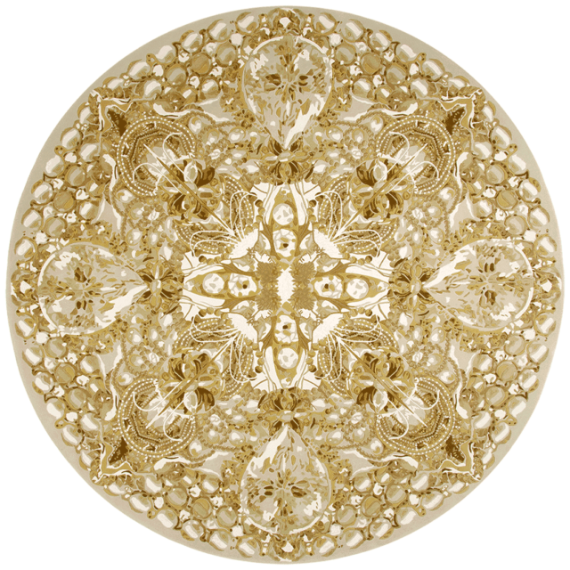 Overhead image of The Palazzo Jewels rug by Megan Hess in gold colour