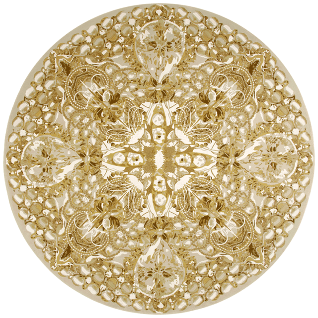 Overhead image of The Palazzo Jewels rug by Megan Hess in gold colour