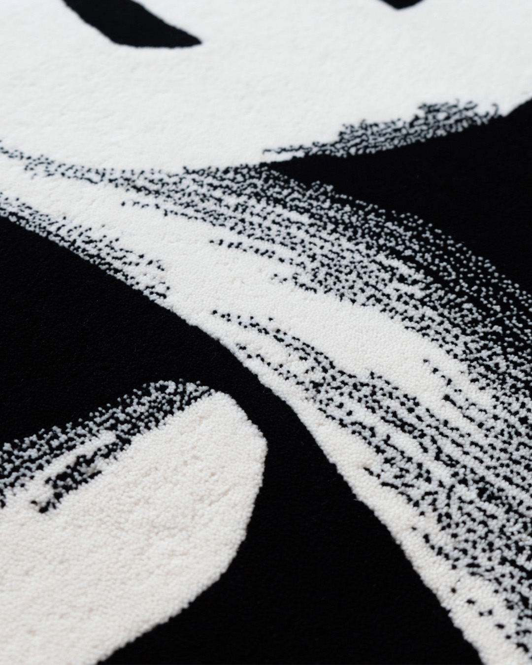 Detailed image of indigenous Womens Gathering rug by Minnie Pwerle in black and white colour