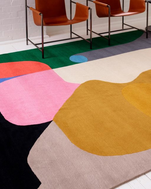 Close up view of modern Crowded Room rug by Stephen Ormandy