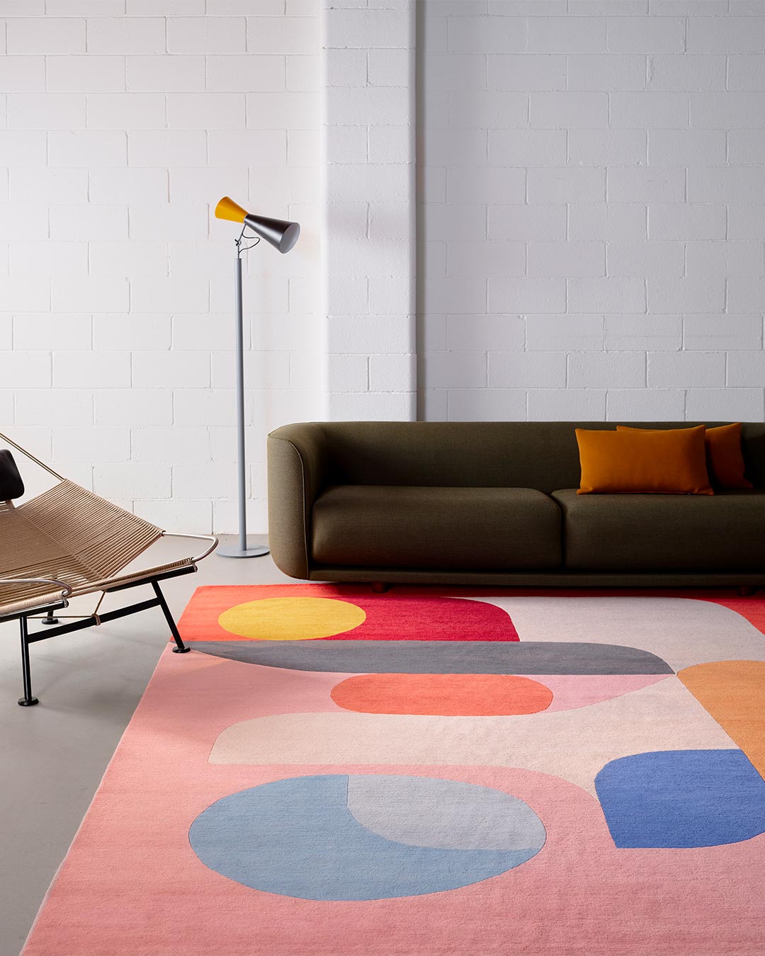 Living room image of modern Flamingo rug by Stephen Ormandy