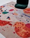 Close up image of painterly Springtime rug by Louise Olsen