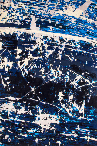 Overhead view of Scratched Indigo rug in blue colour
