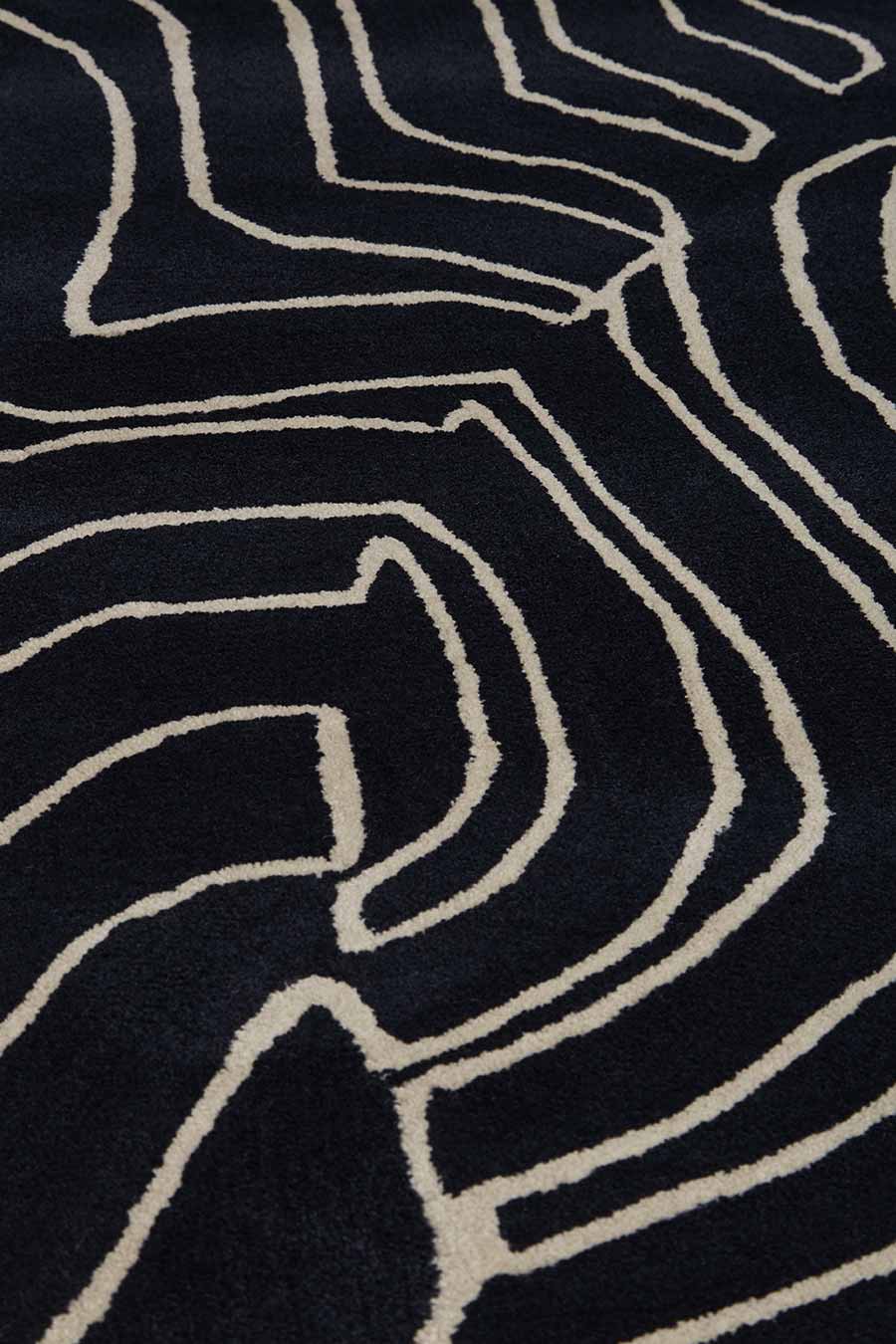 Detailed view of Nautilus rug in black colour