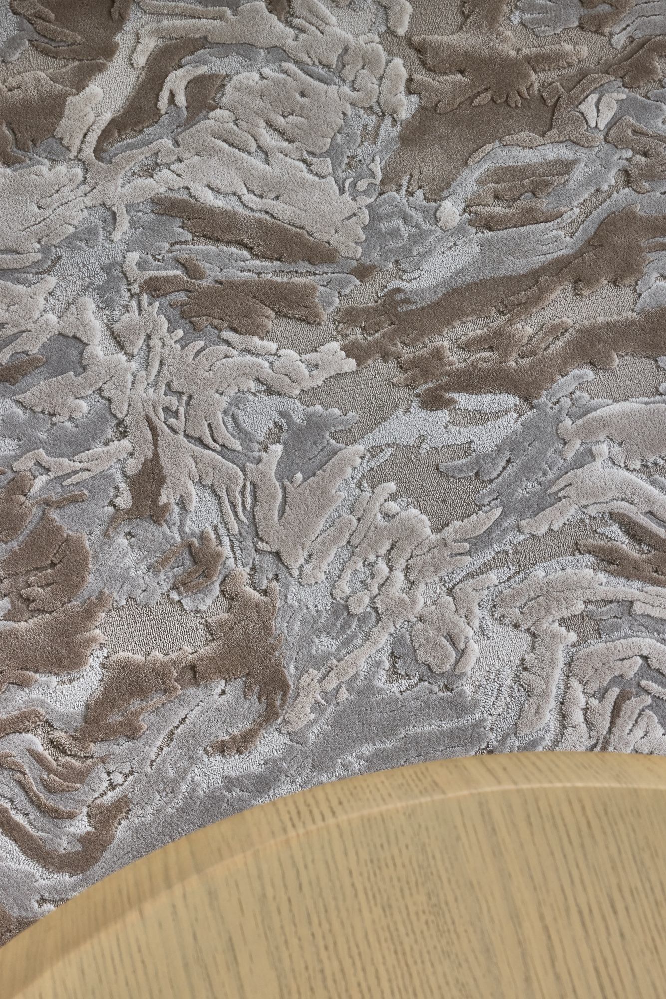 Close up image of the woodgrain rug designed by designer rugs