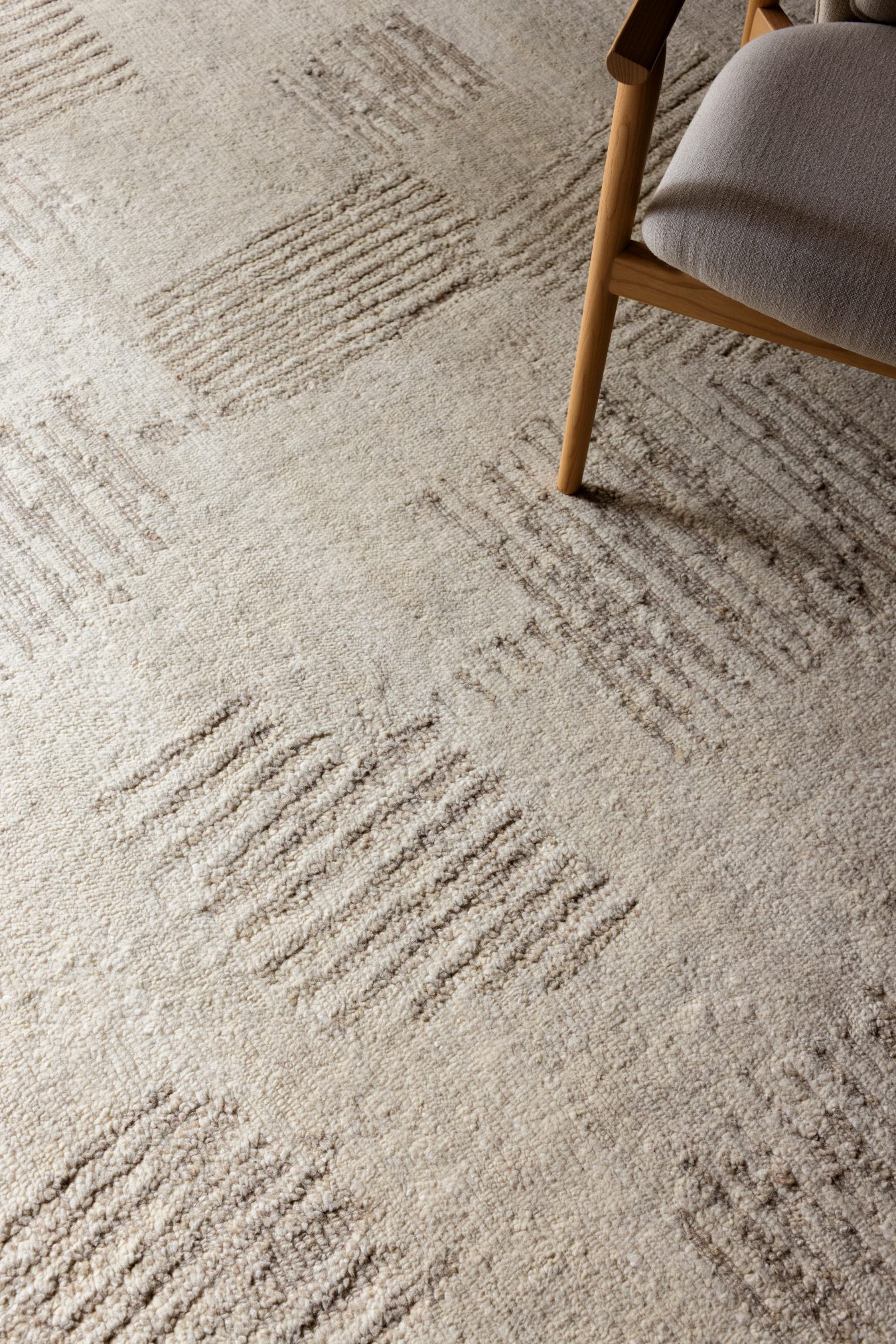 close up image of the Valais cream rug designed by designer rugs