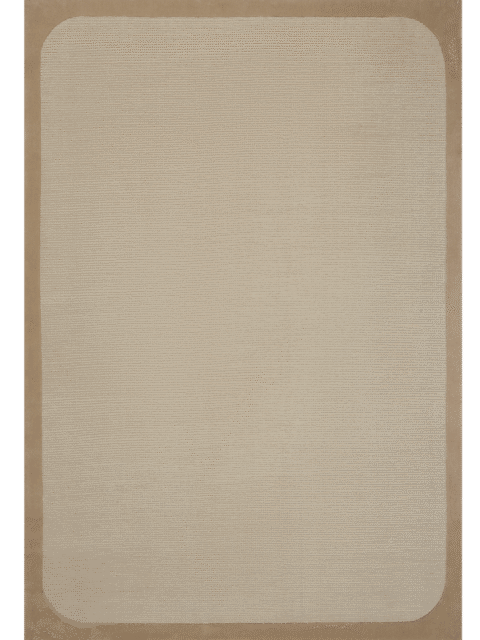 overhead image of the wolfram white salt rug with border