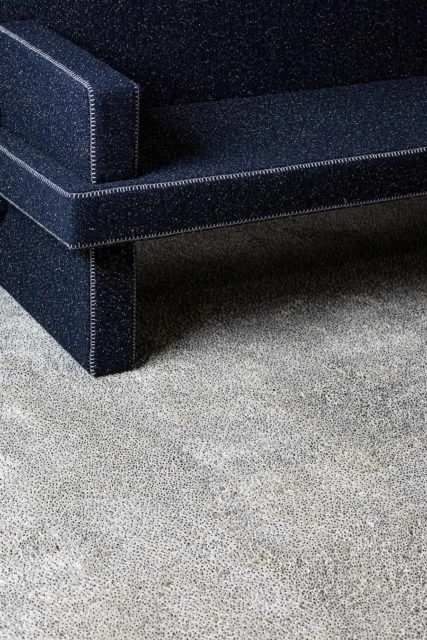 Living room image of textured Coral Shag rug in white colour