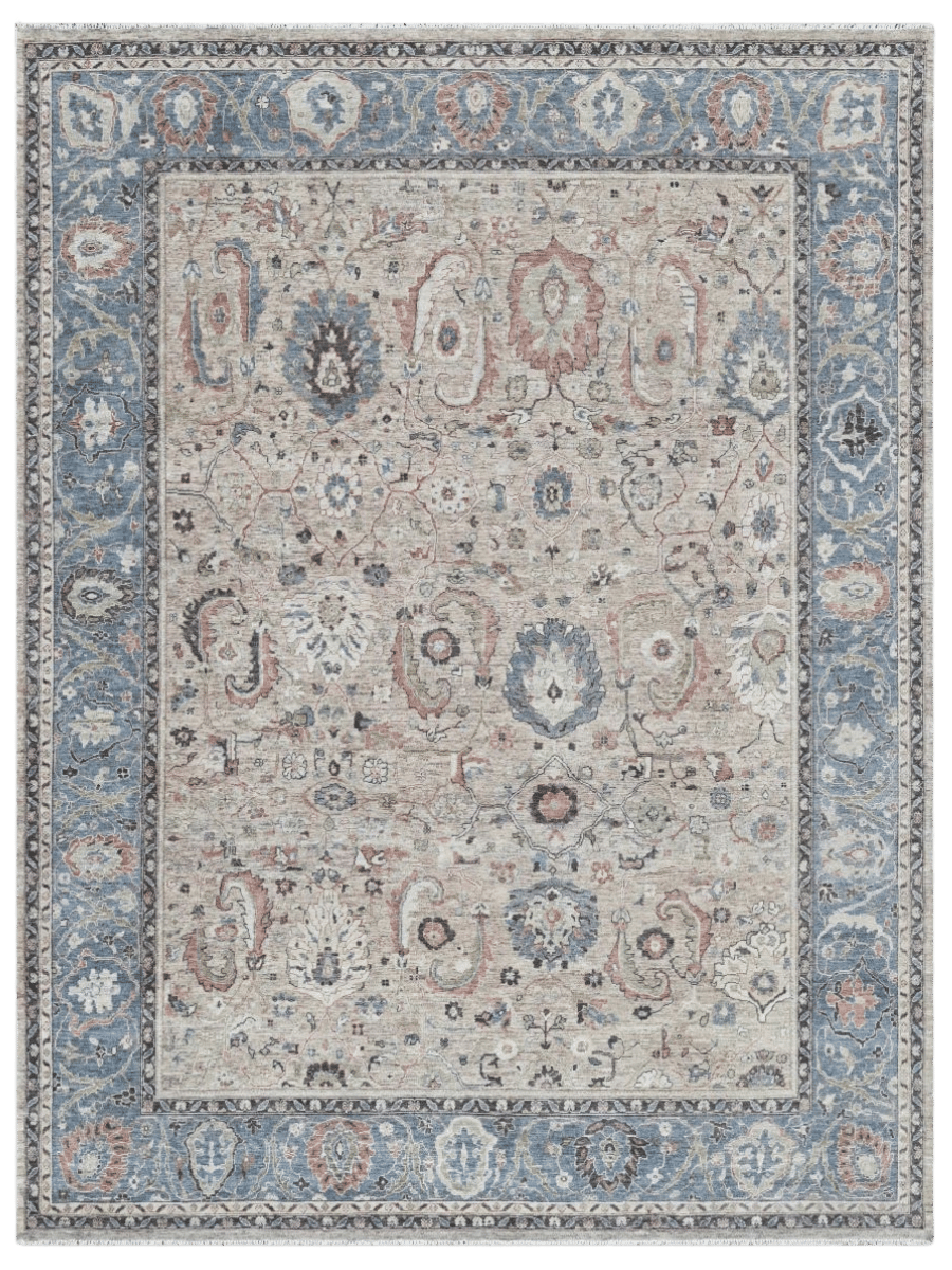 designer rugs contemporary handknot Algiers beige blue oh wr