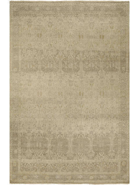 overhead image of the Leila Amber handknot rug