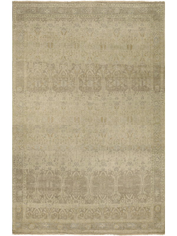 overhead image of the Leila Amber handknot rug