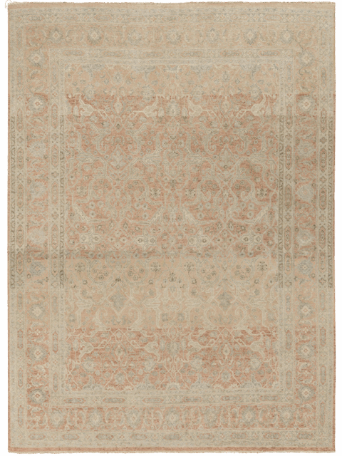 overhead image of the Zahra Rust Handknot Rug