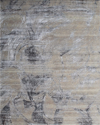 Overhead image of painterly Achilles rug in grey colour