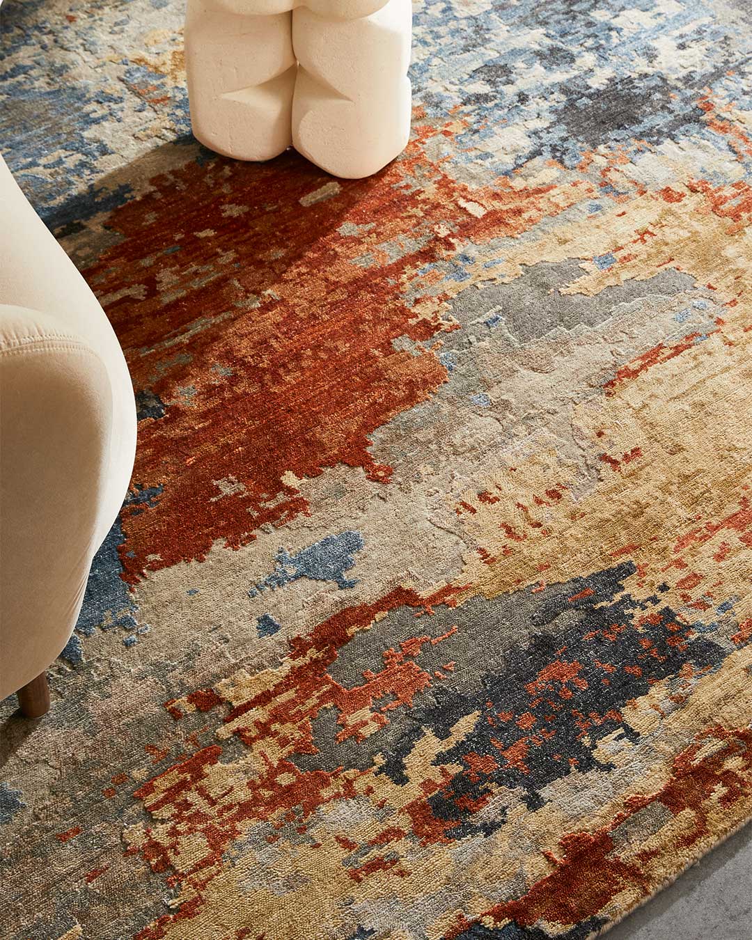 Close up image of multi coloured Agate rug