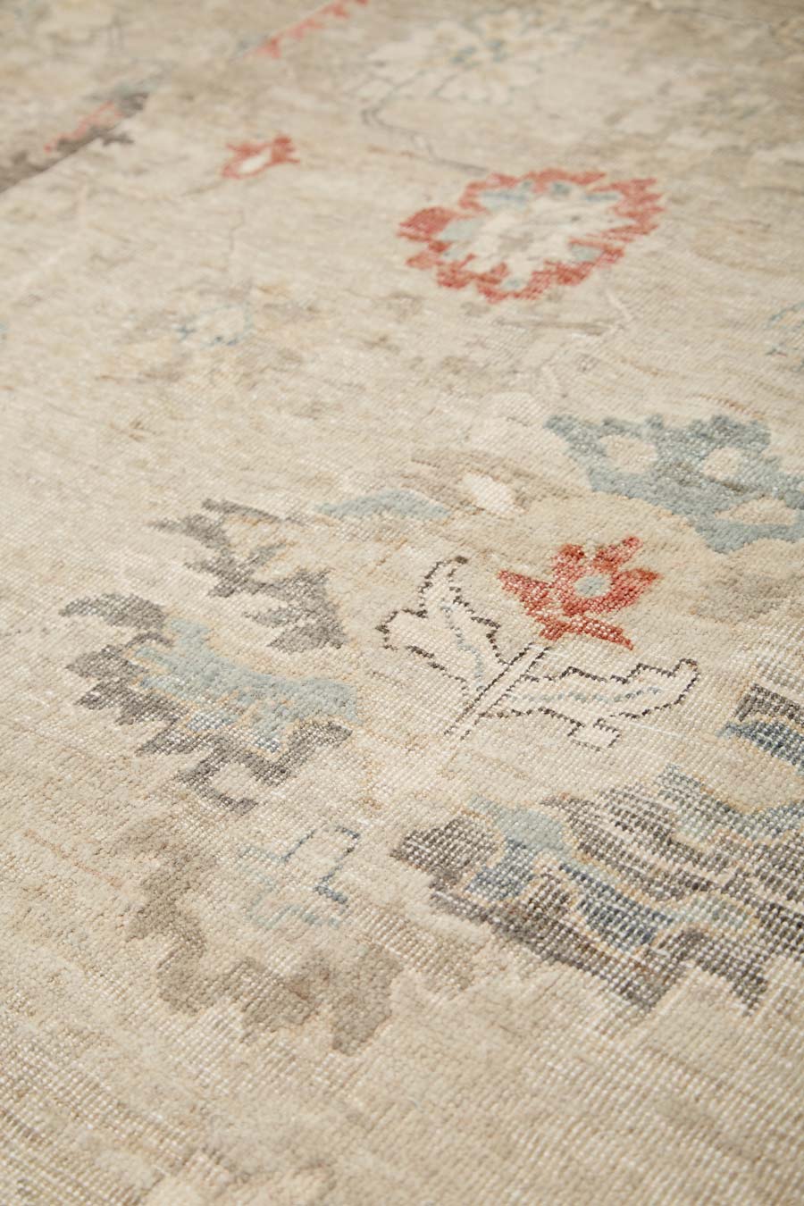 Close up image of traditional Andalusia rug in beige colour