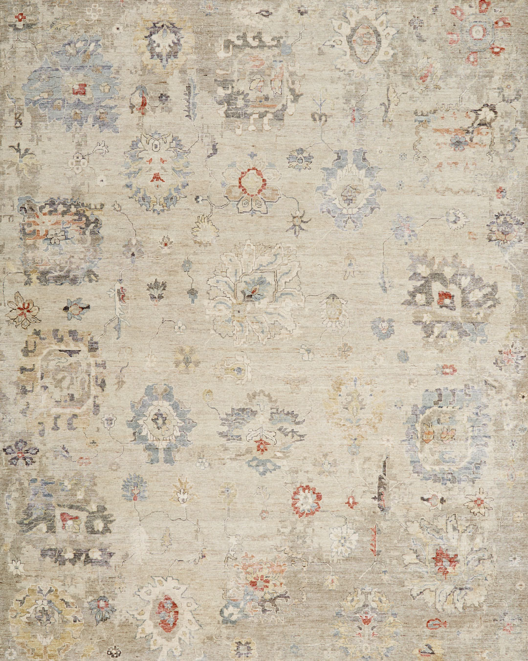Overhead image of traditional Andalusia rug in beige colour
