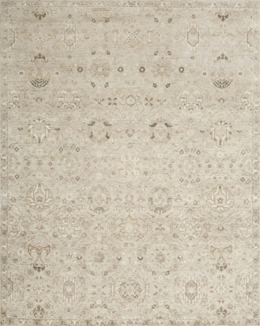 Overhead view of traditional Aragon rug in beige colour