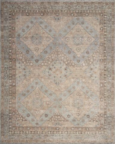 Overhead view of traditional Artemis rug in blue colour