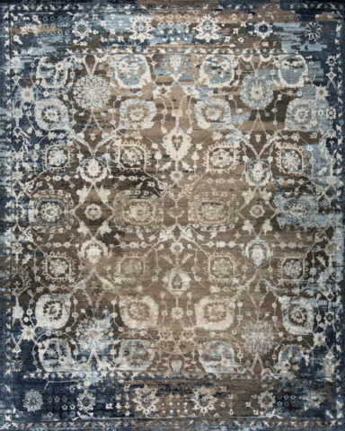 Overhead image of classic Athena rug in blue colour