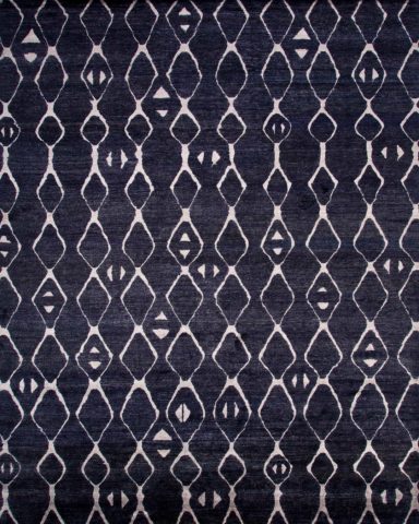 Overhead image of tribal Blair rug in black colour