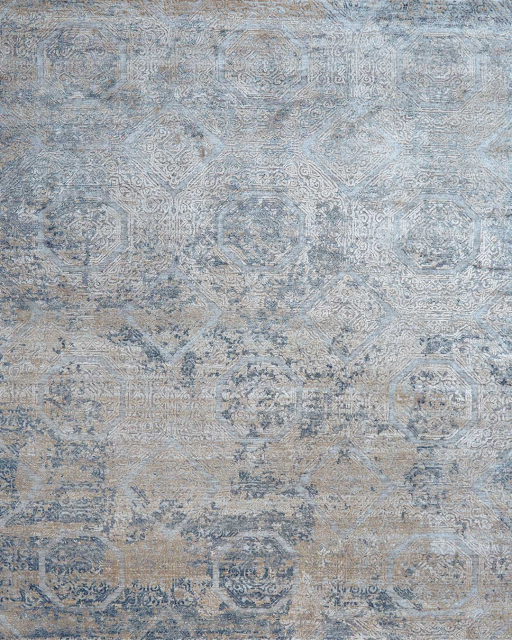 Overhead view of classic Camden rug in blue colour