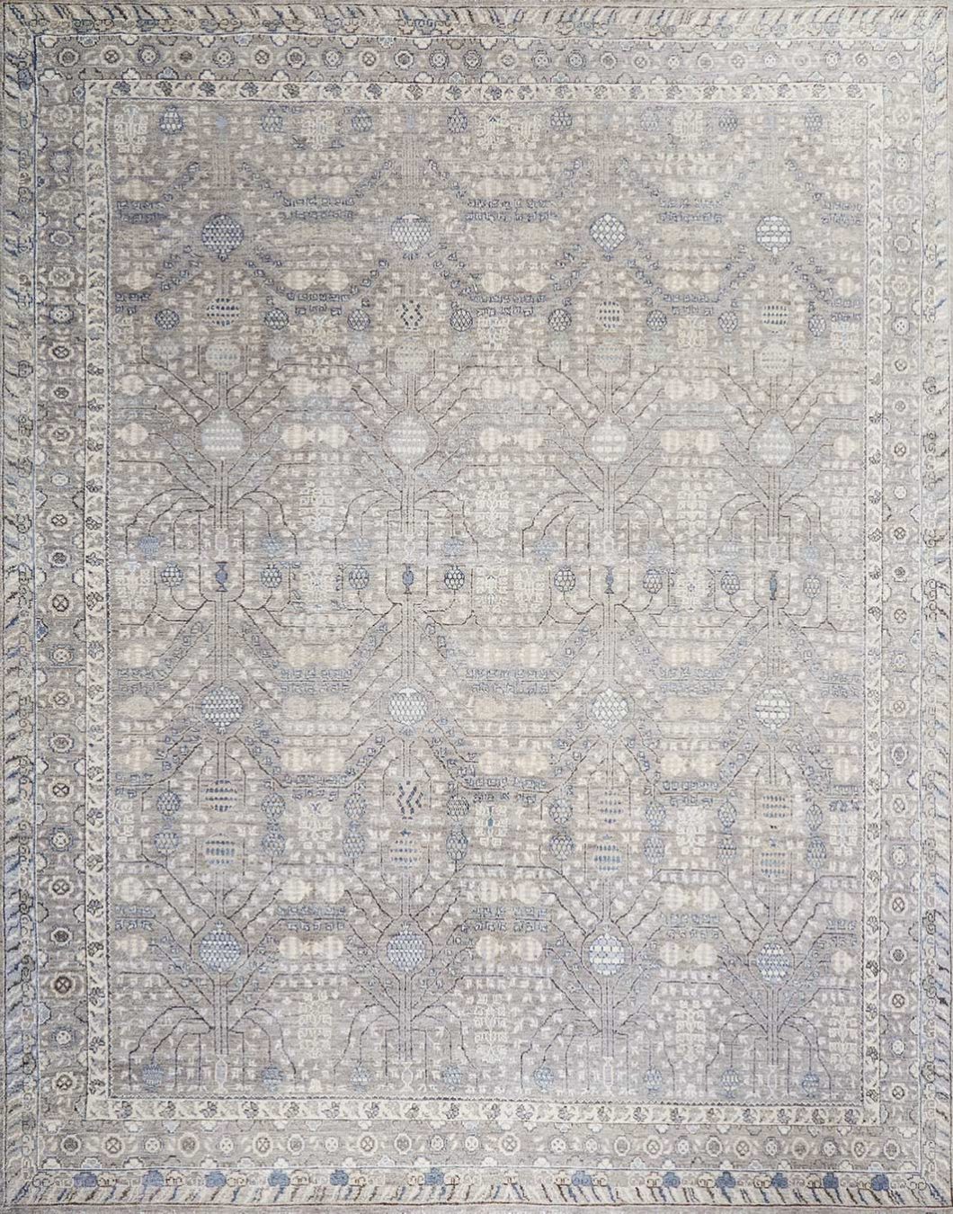 Overhead image of traditional grey Cordoba rug