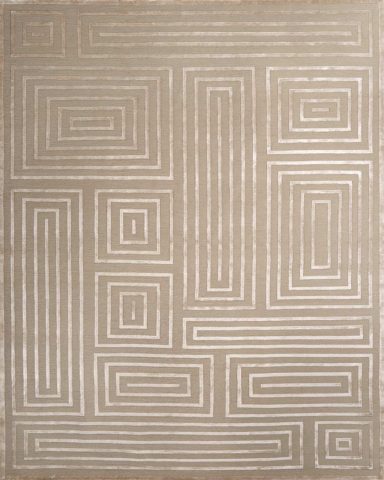 Overhead image of geometric Grave rug in beige
