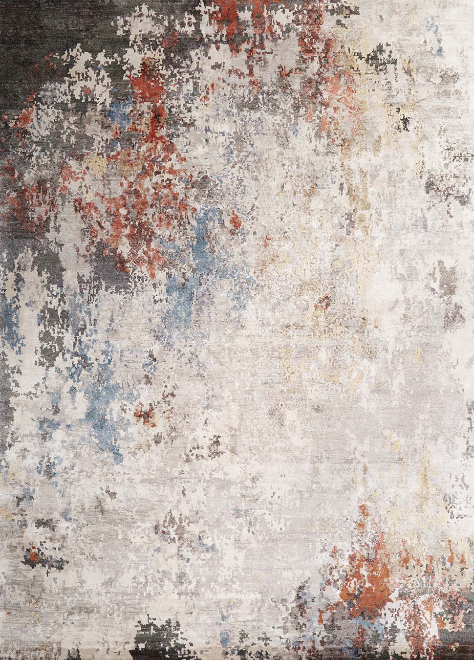 Overhead image of distressed Malaga rug