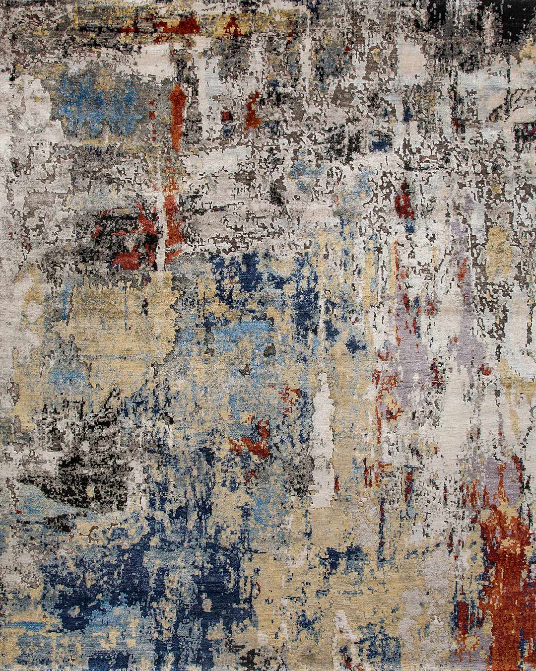 Product image of distressed Masala rug in beige blue and brown colour