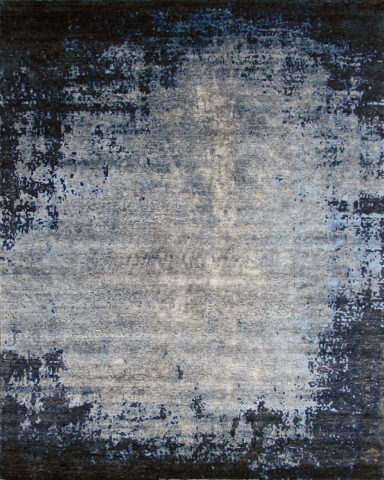 Overhead image of Orpheus rug in blue colour