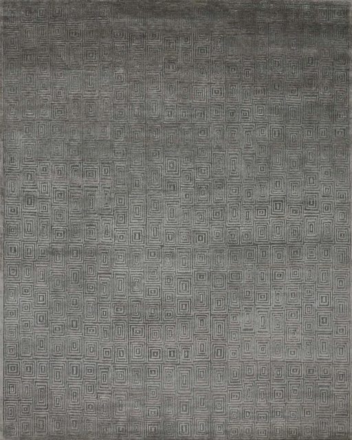 Overhead image of Pan patterned rug in grey colour