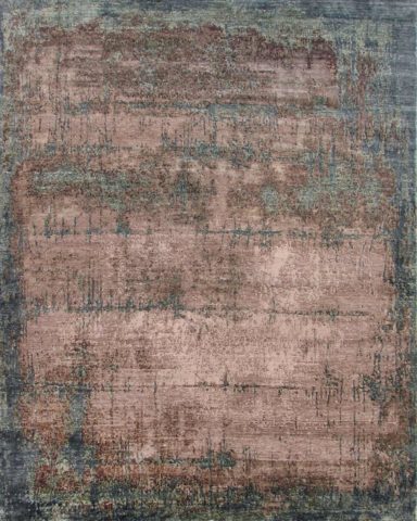 Overhead image of distressed Portia rug in pink colour