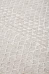 Detailed view of patterned Rattan rug in silver colour