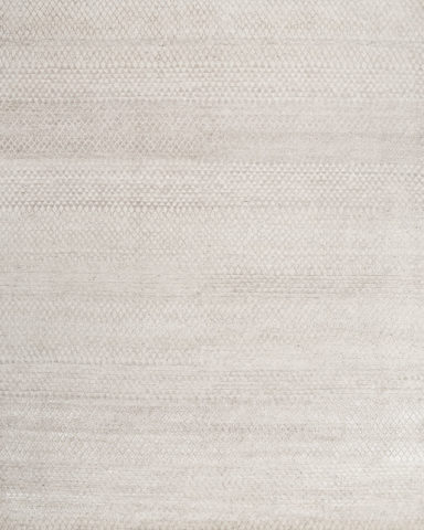 Overhead view of patterned Rattan rug in silver colour