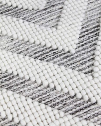 Close up image of textured Zephyr rug in white colour