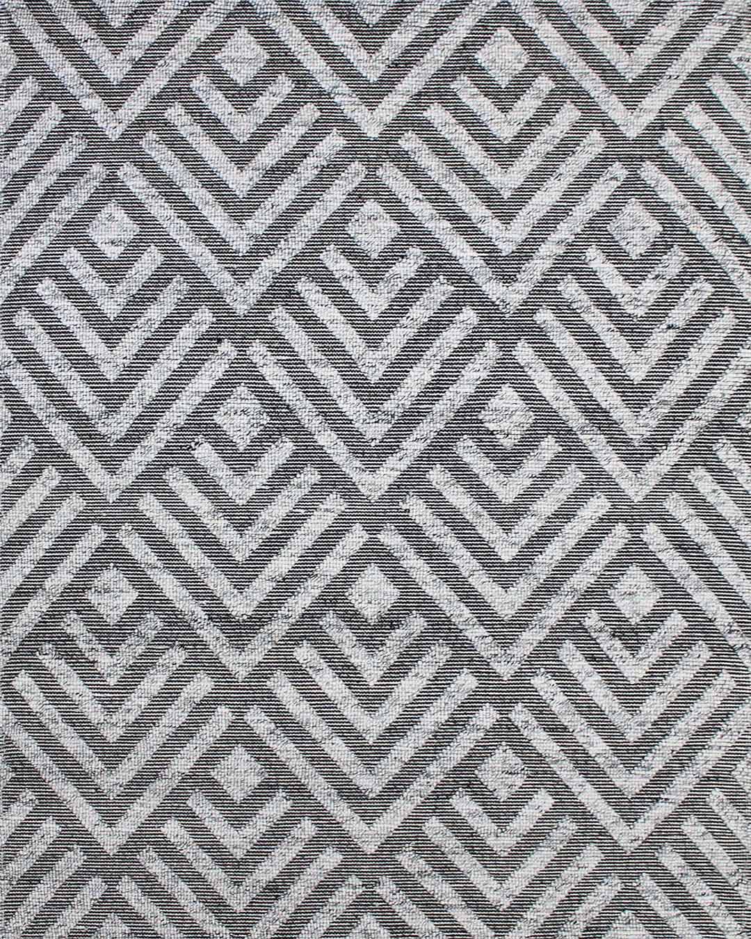 Overhead image of textured Zephyr rug in grey colour