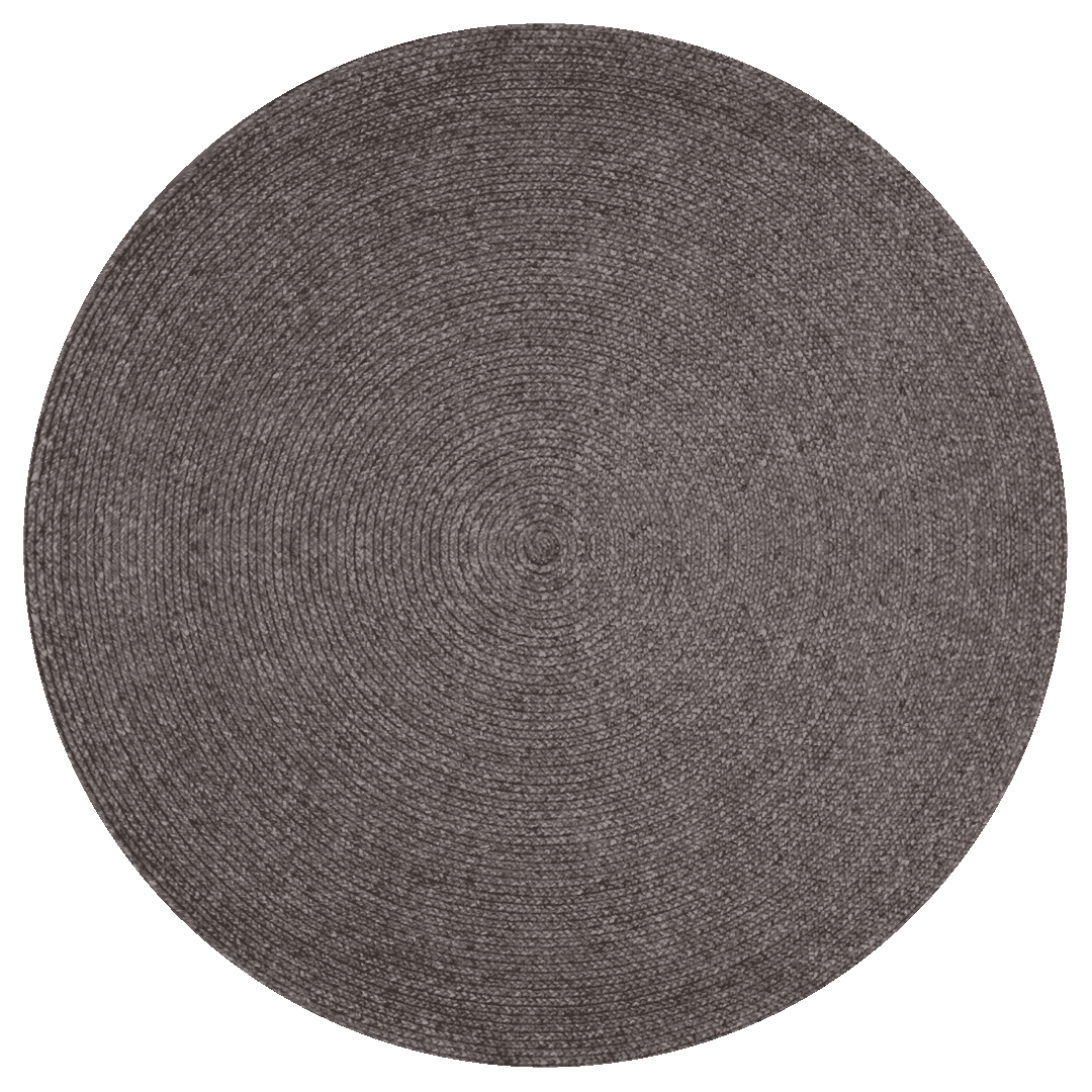 Overhead view of Glenmore round rug in charcoal colour